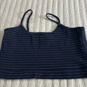 Navy Striped Crop Top